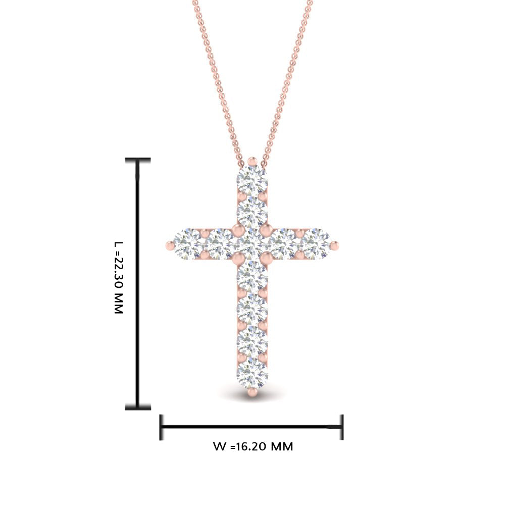 1 Ctw Lab Diamond Cross Pendant For Women 14K Gold