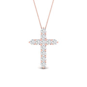 1 Ctw Round Lab Diamond Simple Cross Pendant For Women 14K Gold
