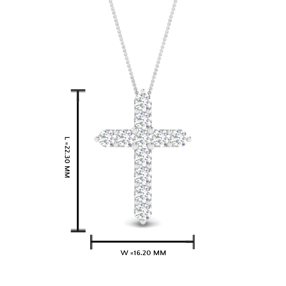 1 Ctw Lab Diamond Cross Pendant For Women 14K Gold