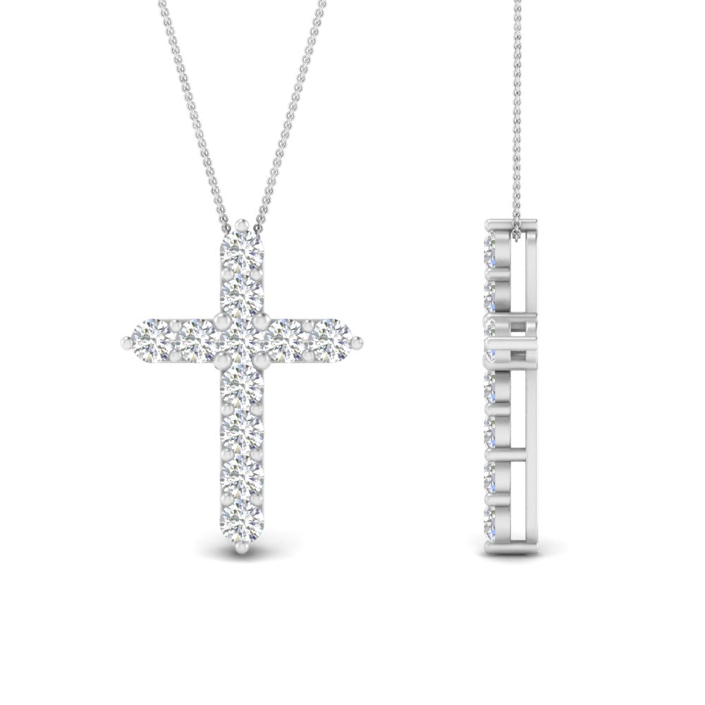 1 Ctw Lab Diamond Cross Pendant For Women 14K Gold