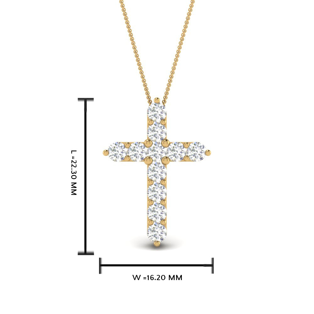 1 Ctw Lab Diamond Cross Pendant For Women 14K Gold