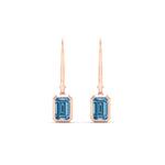 Load image into Gallery viewer, Blue Diamond Lab Grown Bezel Set Leverback Emerald Drop Earrings