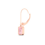 Load image into Gallery viewer, Lab Grown Vivid Pink Bezel Set Leverback Emerald Cut Solitaire Earrings
