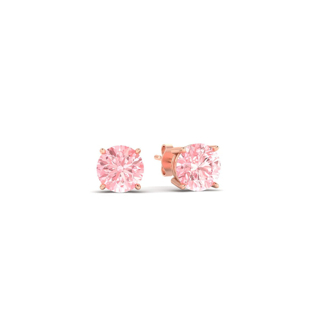 Fancy Lab Colored Diamond Round Cut Stud Earring