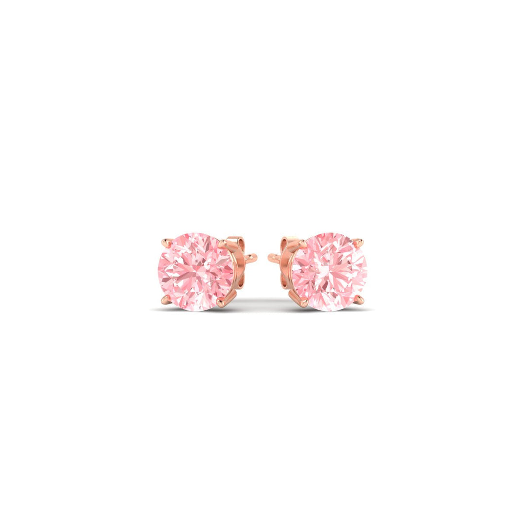 Fancy Lab Colored Diamond Round Cut Stud Earring