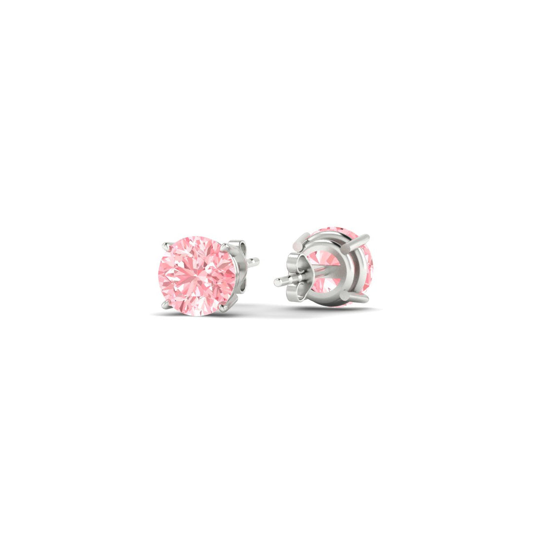 Fancy Lab Colored Diamond Round Cut Stud Earring
