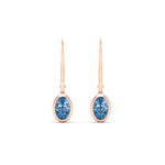 Load image into Gallery viewer, 1-carat-oval-shaped-bezel-vivid-blue-leverback-earrings-in-rose-gold-fdear11736ovgvblueangle2-1.00ct-nl-rg.jpg