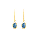 Load image into Gallery viewer, 1-carat-oval-shaped-bezel-vivid-blue-leverback-earrings-in-yellow-gold-fdear11736ovgvblueangle2-1.00ct-nl-yg.jpg