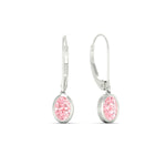 Load image into Gallery viewer, Pink Lab Grown Bezel Set Leverback Oval Shaped Solitaire Earrings