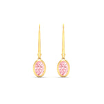 Load image into Gallery viewer, 1-carat-oval-shaped-bezel-vivid-pink-leverback-earrings-in-yellow-gold-fdear11736ovgvpinkangle2-1.00ct-nl-yg.jpg