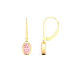 Load image into Gallery viewer, 1-carat-oval-shaped-bezel-vivid-pink-leverback-earrings-in-yellow-gold-fdear11736ovgvpinkangle3-1.00ct-nl-yg.jpg