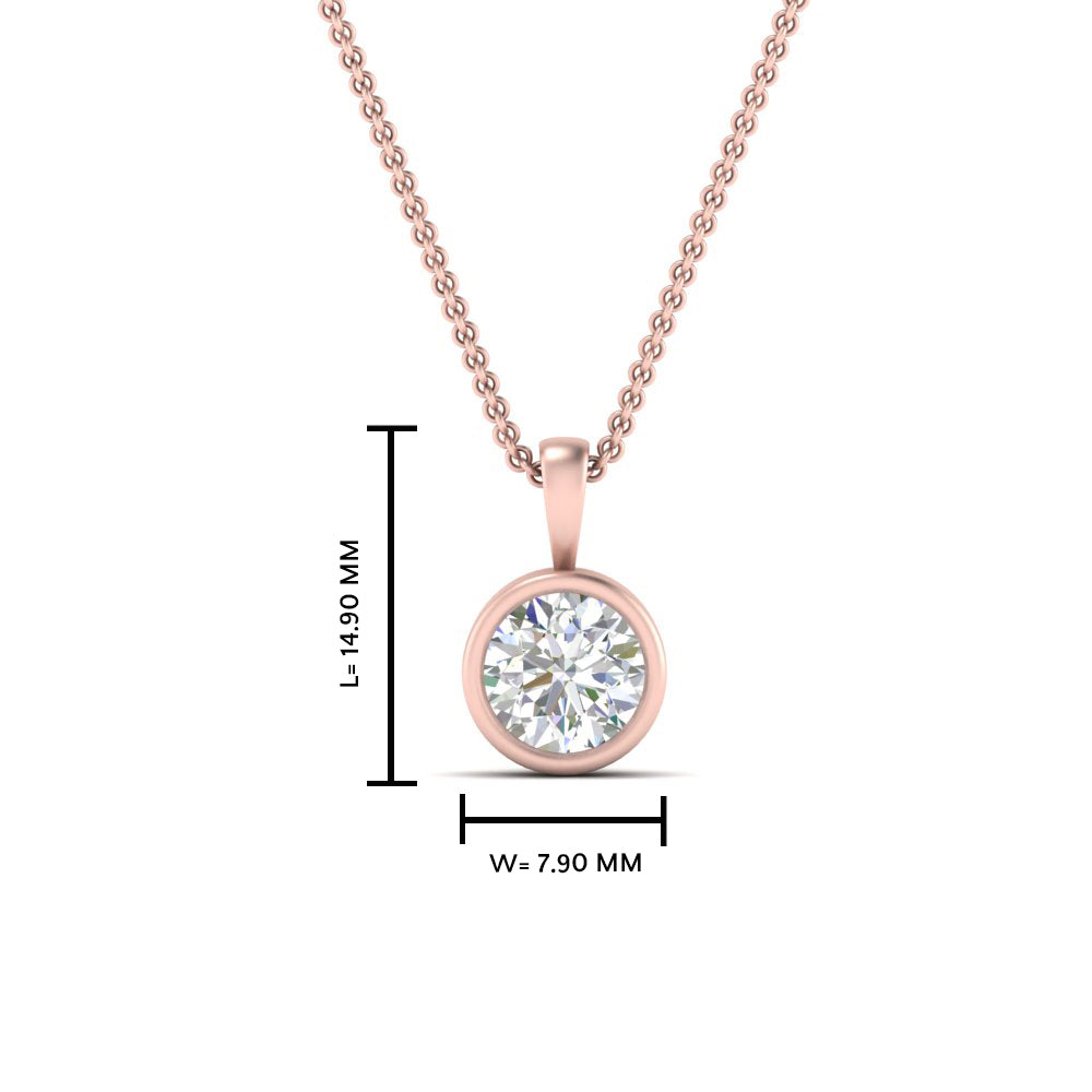 Round Lab Diamond Bezel Solitaire Pendant For Women