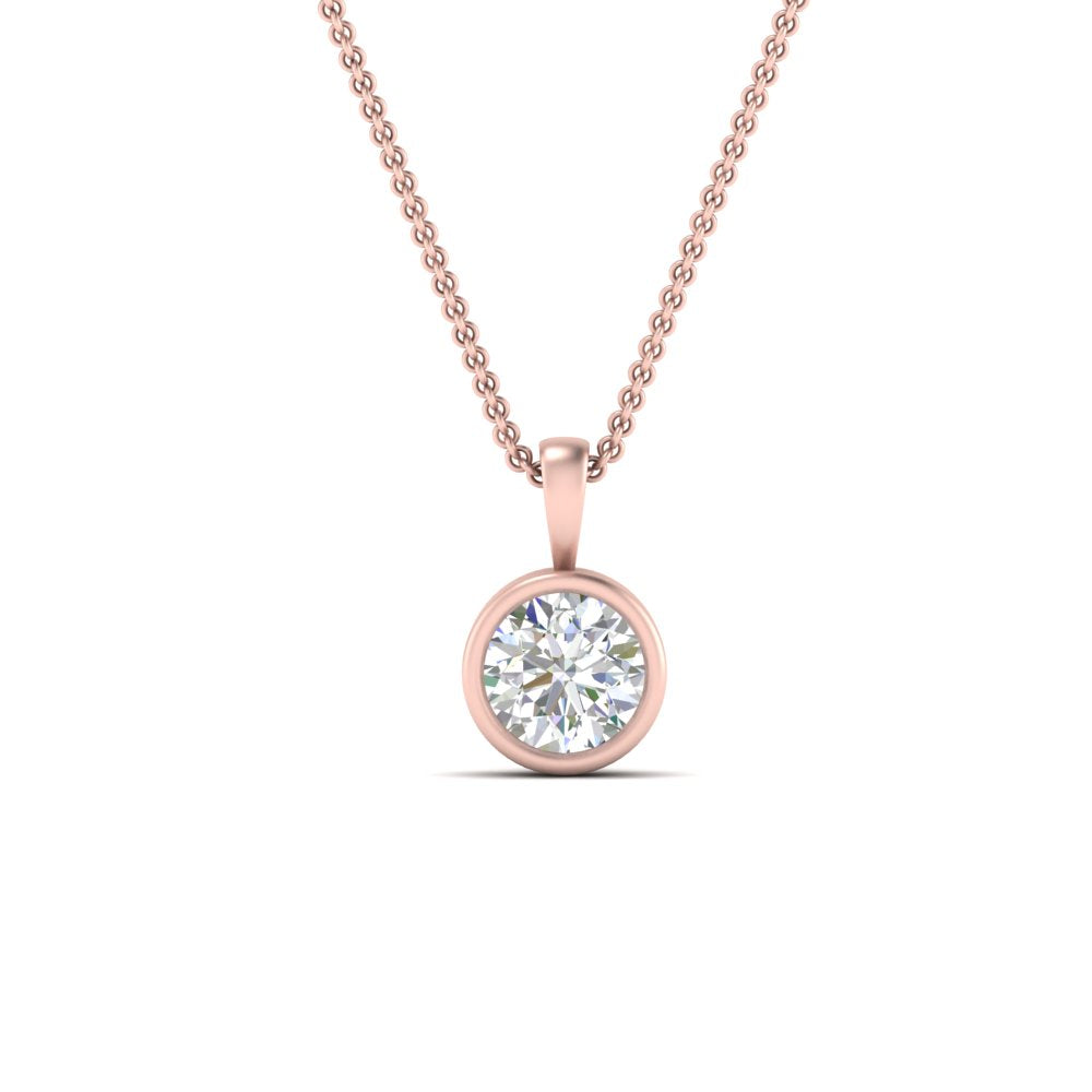 Round Lab Diamond Bezel Solitaire Pendant For Women