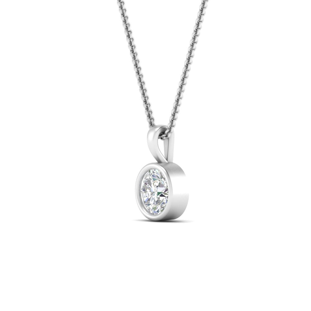 Round Lab Diamond Bezel Solitaire Pendant For Women
