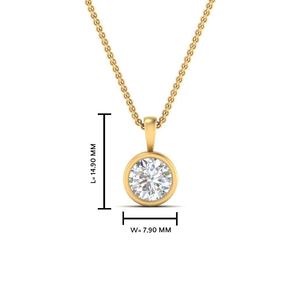 Round Lab Diamond Bezel Solitaire Pendant For Women
