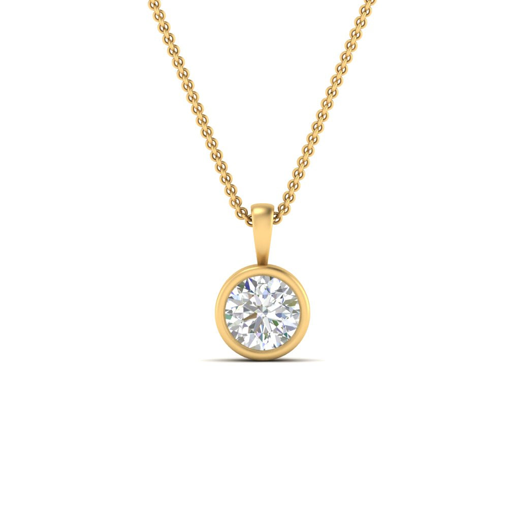 Round Lab Diamond Bezel Solitaire Pendant For Women