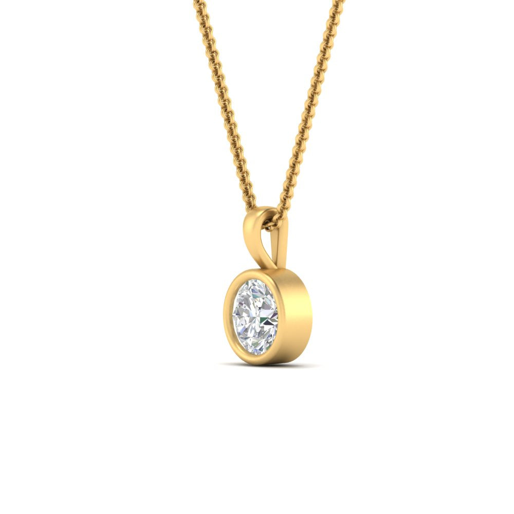 Round Lab Diamond Bezel Solitaire Pendant For Women