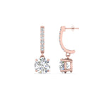 Load image into Gallery viewer, 1 Carat Round Cut Lab Diamond Solitaire Drop Earrings 14K Gold
