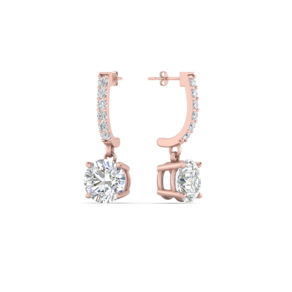 1 Carat Round Cut Lab Diamond Solitaire Drop Earrings 14K Gold