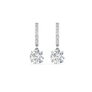 1 Carat Round Cut Lab Diamond Solitaire Drop Earrings 14K Gold