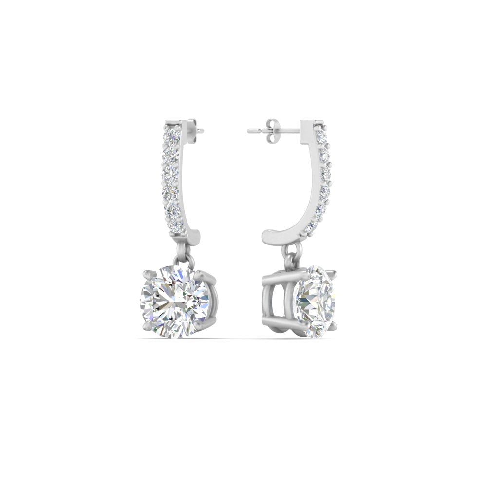 1 Carat Round Cut Lab Diamond Solitaire Drop Earrings 14K Gold