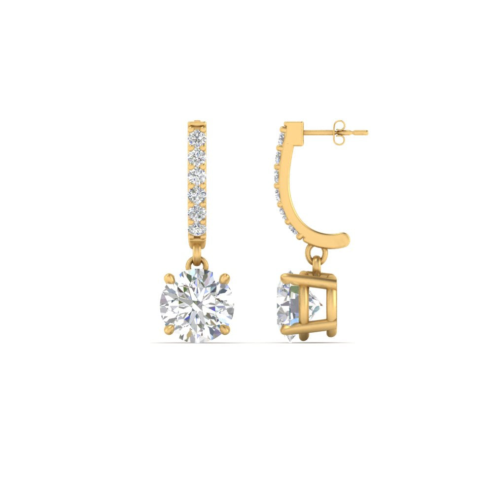1 Carat Round Cut Lab Diamond Solitaire Drop Earrings 14K Gold