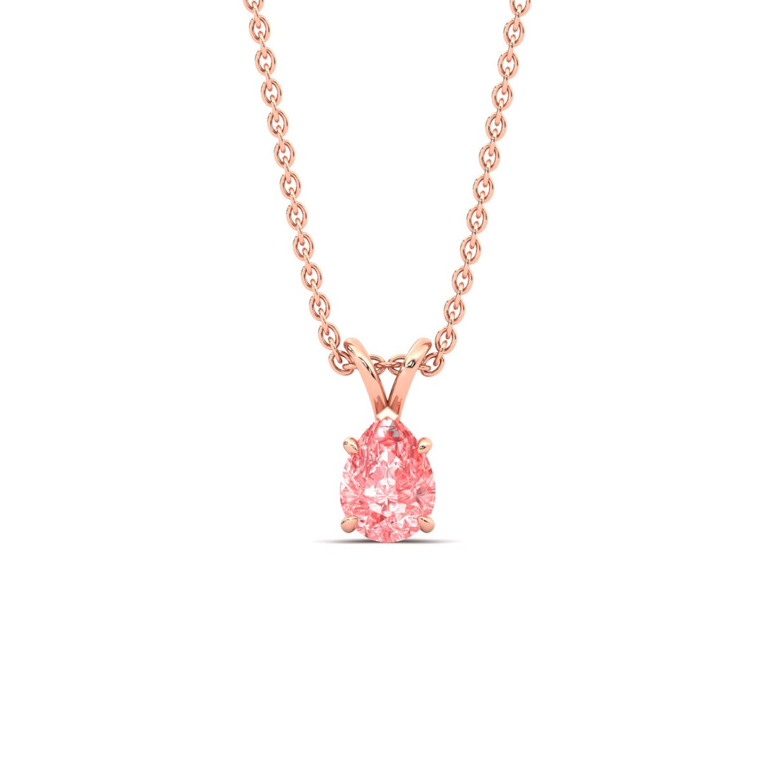 Color Lab Fancy Pear Shaped Diamond Solitaire Pendant