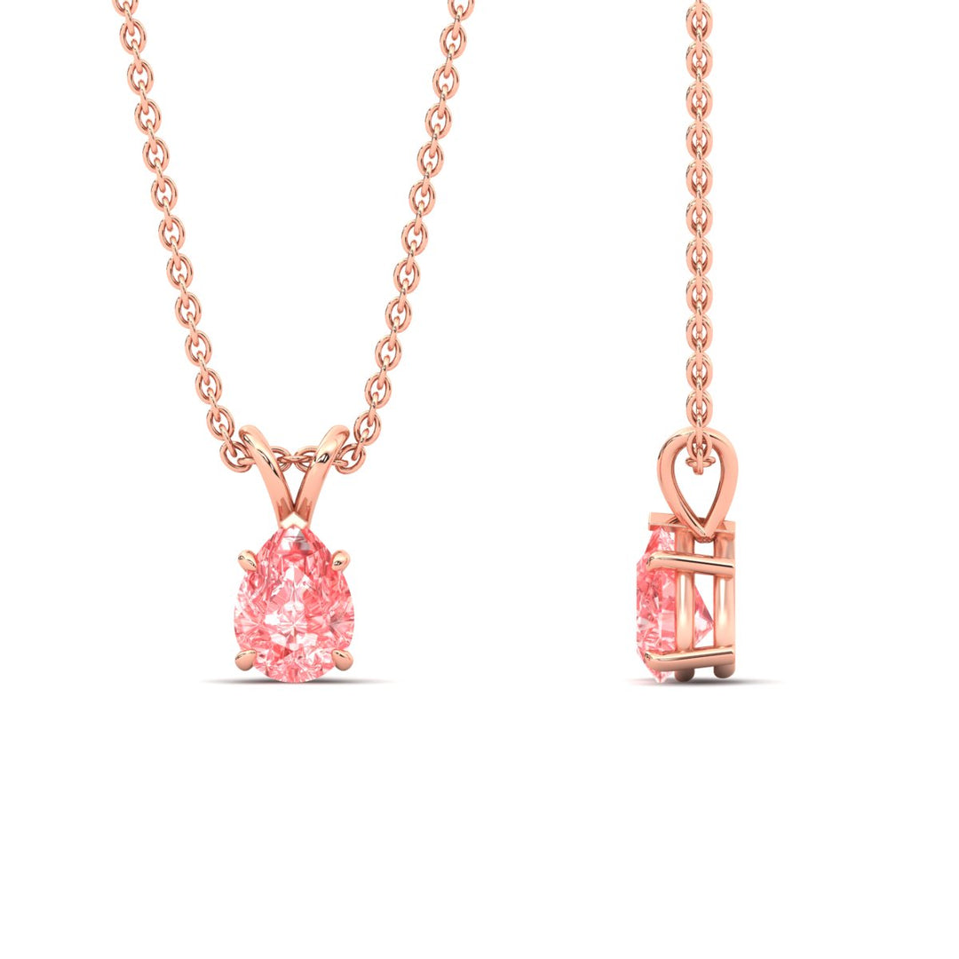 Color Lab Fancy Pear Shaped Diamond Solitaire Pendant