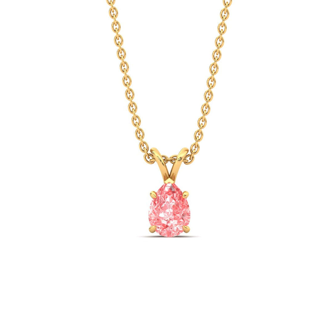 Color Lab Fancy Pear Shaped Diamond Solitaire Pendant