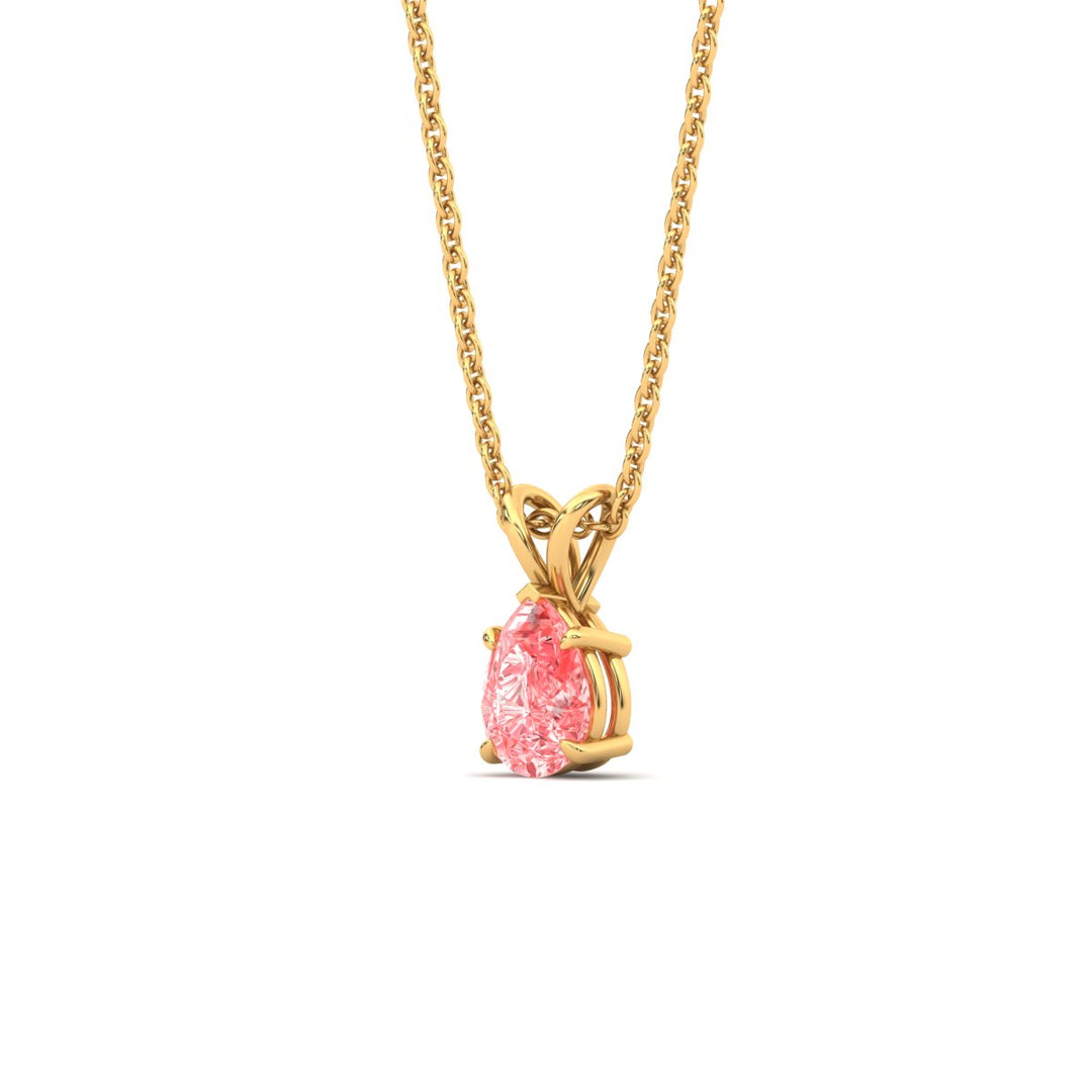 Color Lab Fancy Pear Shaped Diamond Solitaire Pendant