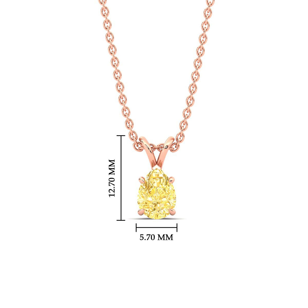 Color Lab Fancy Pear Shaped Diamond Solitaire Pendant