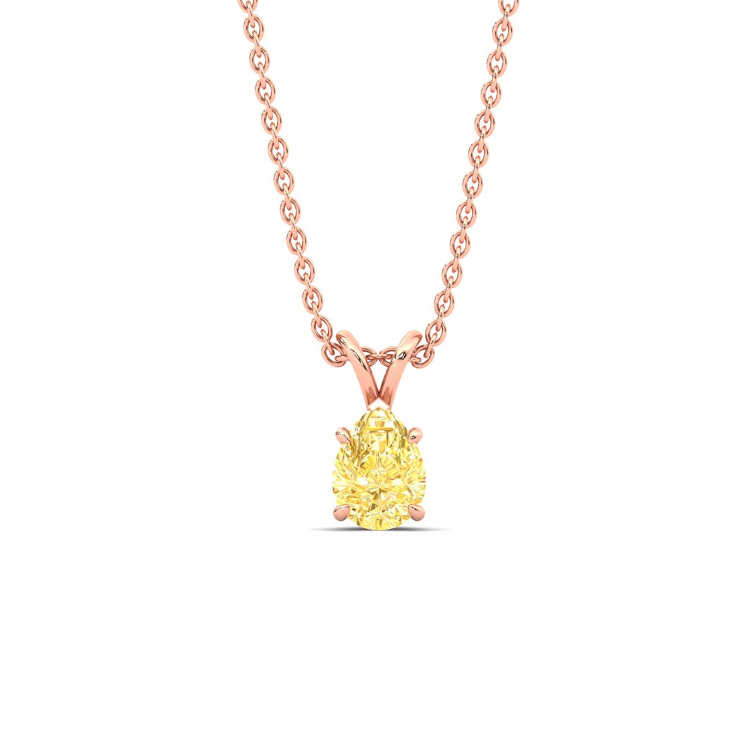 Color Lab Fancy Pear Shaped Diamond Solitaire Pendant
