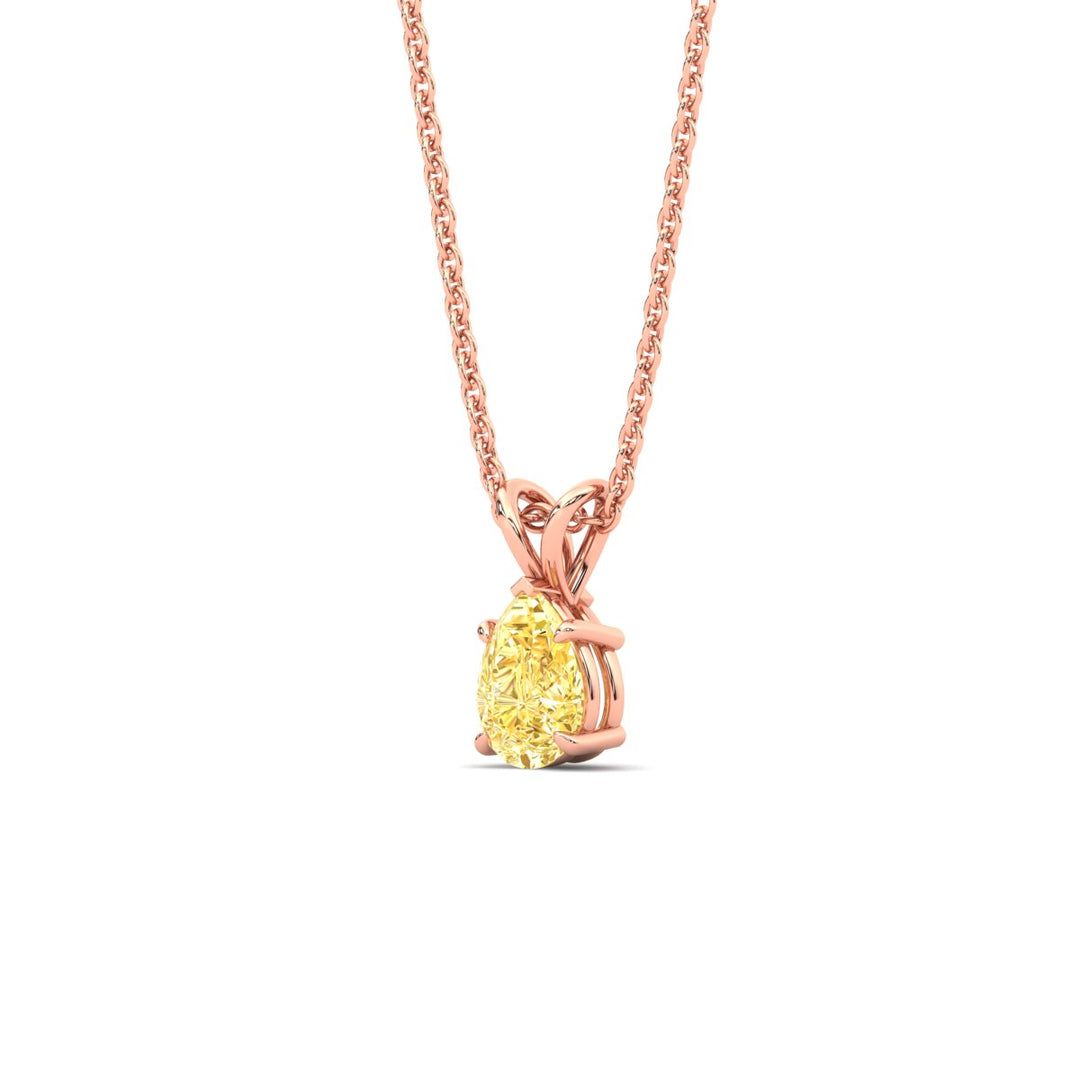 Color Lab Fancy Pear Shaped Diamond Solitaire Pendant