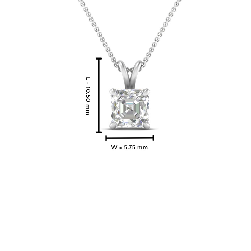 Asscher Lab Diamond Solitaire Pendant For Women 14K Gold