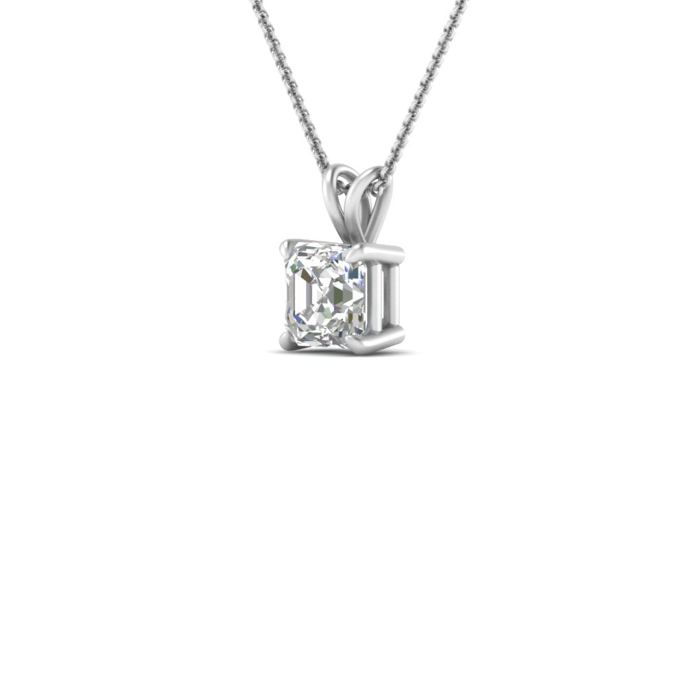 Asscher Lab Diamond Solitaire Pendant For Women 14K Gold