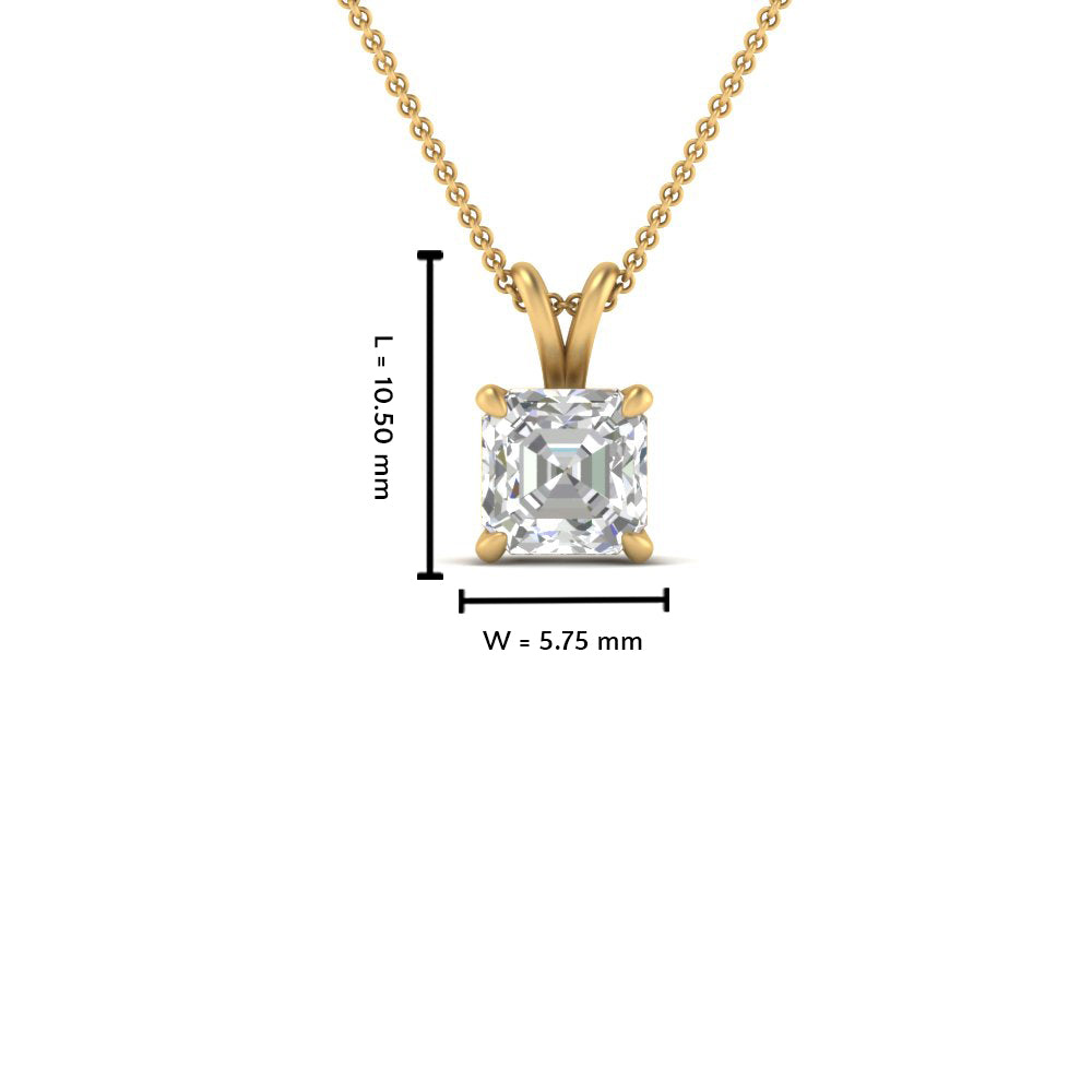 Asscher Lab Diamond Solitaire Pendant For Women 14K Gold