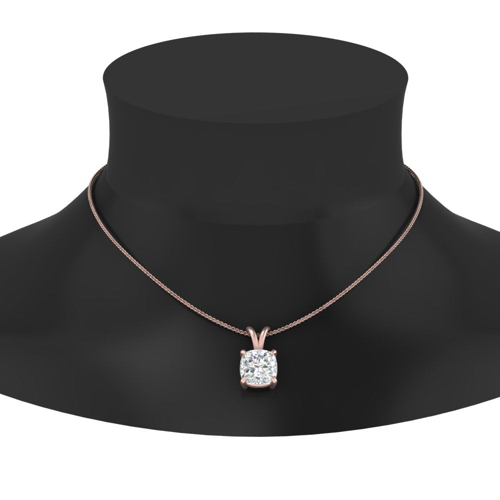 Cushion Lab Diamond Solitaire Pendant For Women 14K Gold