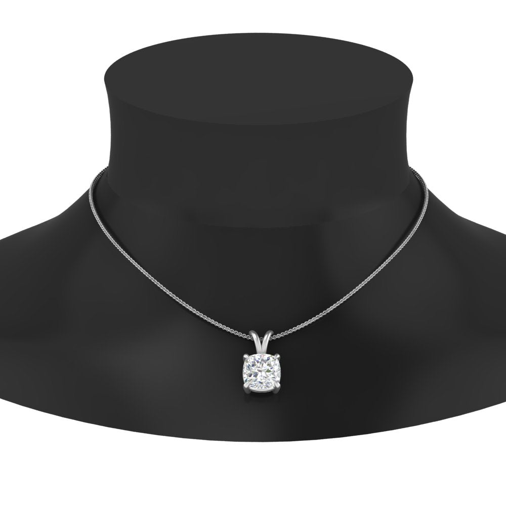 Cushion Lab Diamond Solitaire Pendant For Women 14K Gold