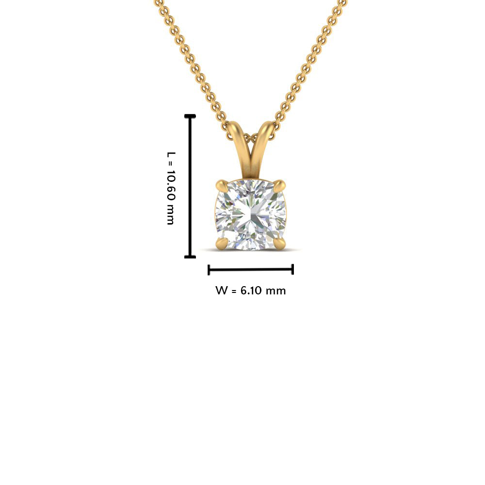 Cushion Lab Diamond Solitaire Pendant For Women 14K Gold