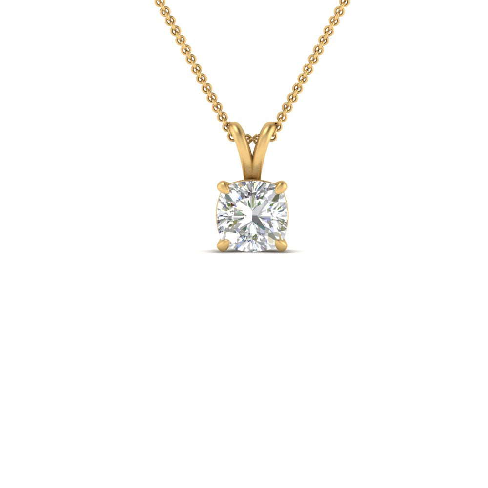 Cushion Lab Diamond Solitaire Pendant For Women 14K Gold