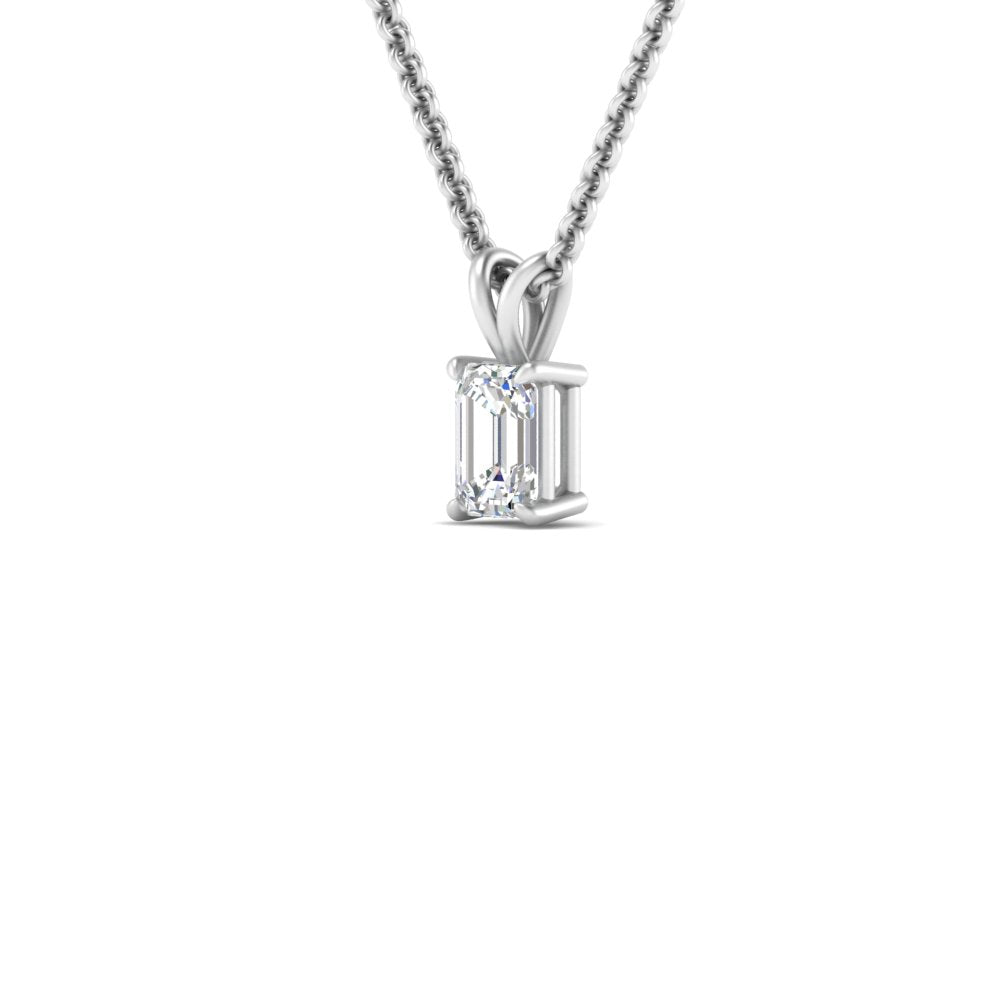 Emerald Cut Lab Diamond Solitaire Pendant For Women 14K Gold