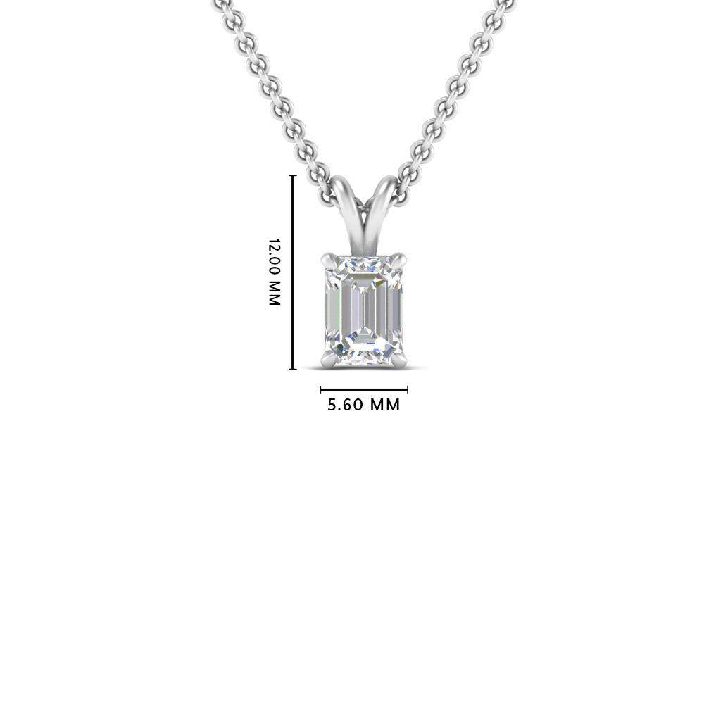 Emerald Cut Lab Diamond Solitaire Pendant For Women 14K Gold