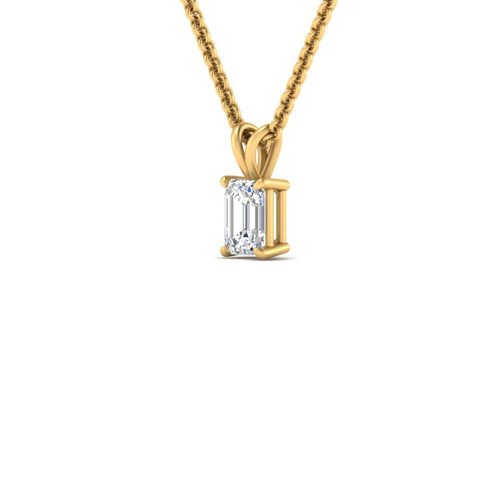 Emerald Cut Lab Diamond Solitaire Pendant For Women 14K Gold