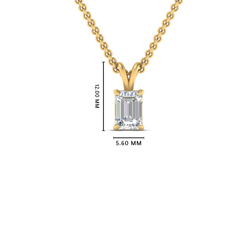 Emerald Cut Lab Diamond Solitaire Pendant For Women 14K Gold