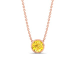 Load image into Gallery viewer, 1-ct-fancy-lab-grown-round-vived-yellow-bezel-stone-pendant-in-rose-gold-fdpd10538rogvyellowangle1-1.00ct-nl-rg.jpg?v=1785906888