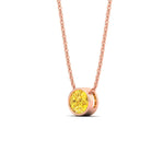 Load image into Gallery viewer, 1-ct-fancy-lab-grown-round-vived-yellow-bezel-stone-pendant-in-rose-gold-fdpd10538rogvyellowangle2-1.00ct-nl-rg.jpg?v=1785906888