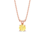 Load image into Gallery viewer, 1-ct-four-prong-fancy-lab-grown-round-vived-yellow-stone-pendant-in-rose-gold-fdpd10535rogvyellowangle1-1.00ct-nl-rg.jpg?v=1785490602