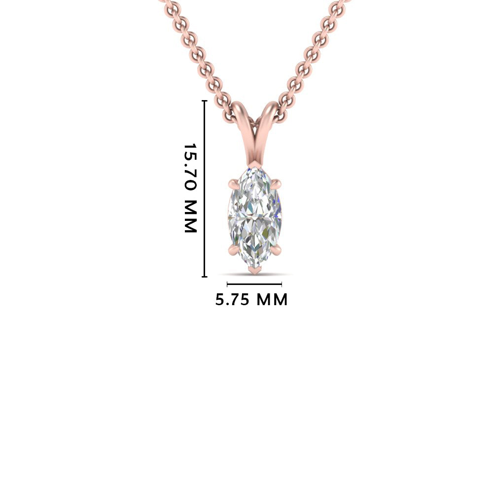 Marquise Lab Diamond Solitaire Pendant For Women 14K Gold