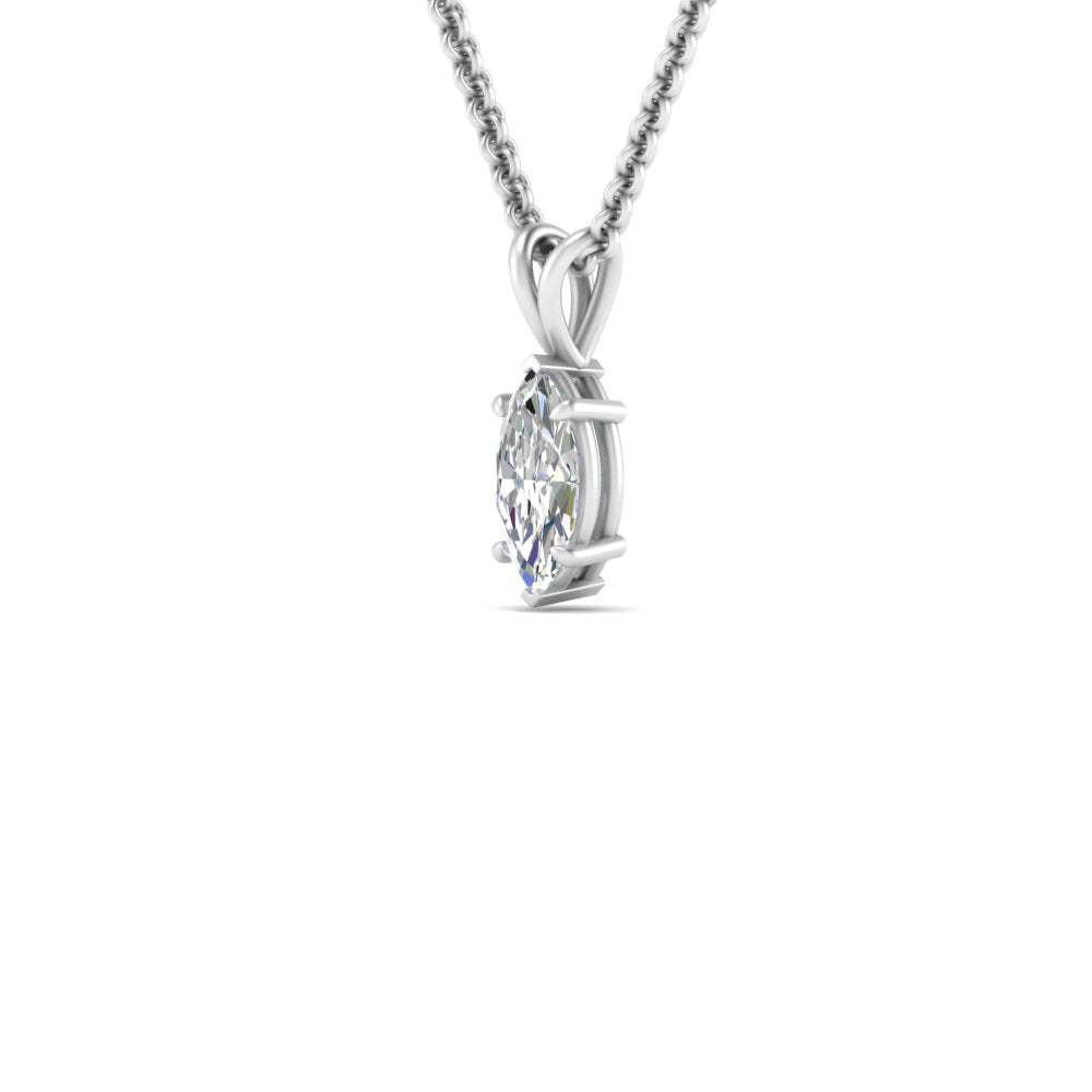 Marquise Lab Diamond Solitaire Pendant For Women 14K Gold