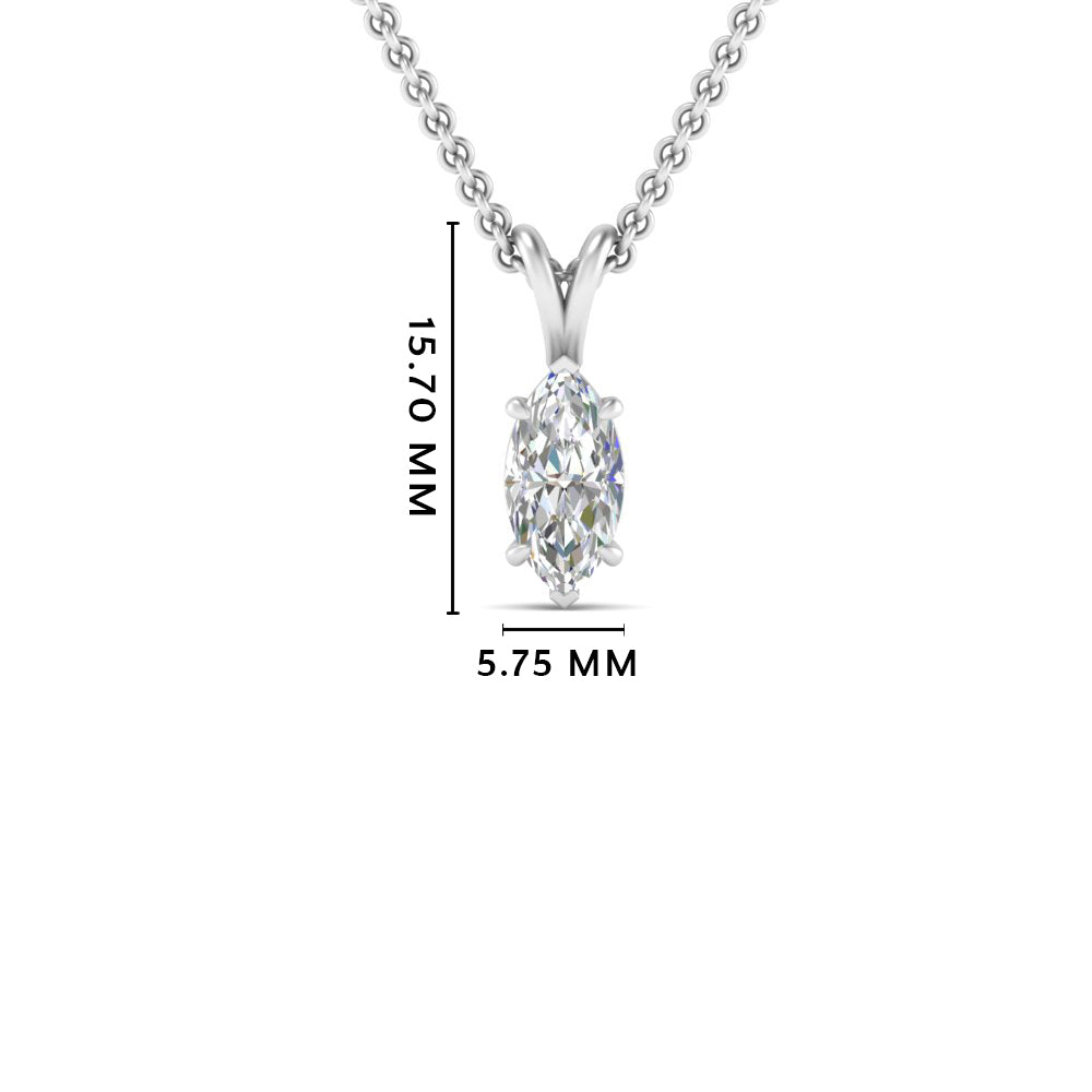Marquise Lab Diamond Solitaire Pendant For Women 14K Gold